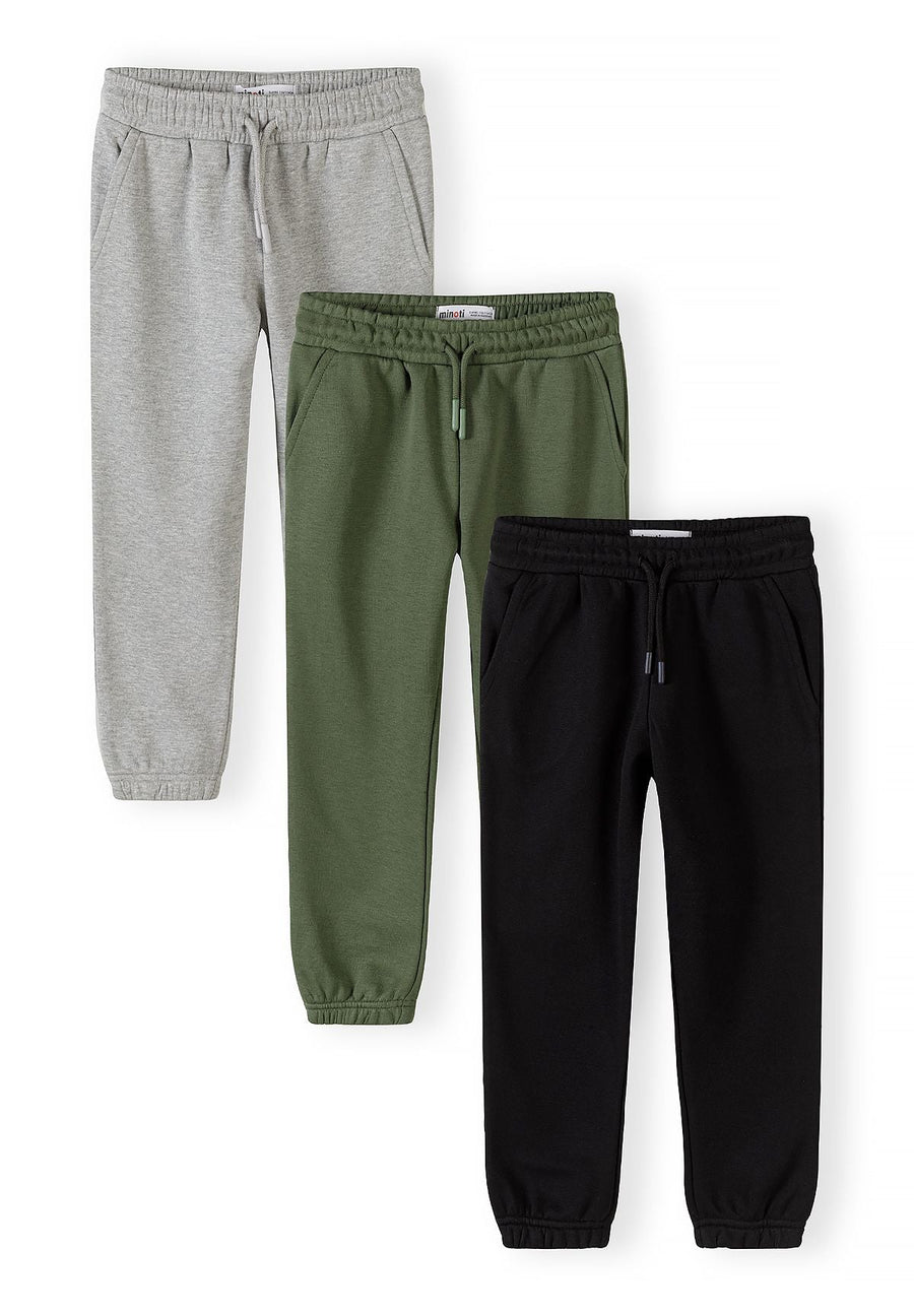 Joggers 3-Pack Cargo Pockets, Khaki Grey Black