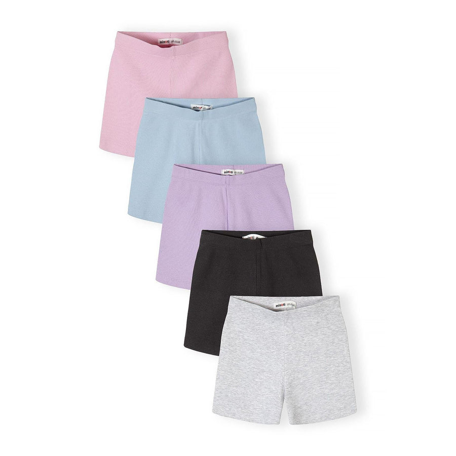 Cycling Shorts 5-Pack, Ribbed Jersey, Pastel Mix